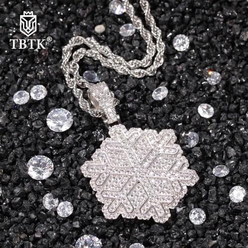 TBTK Snowflake Bling Full Iced out Pendant Necklace For Women And Men Fashion Hip Hop Jewelry Gift Drop Shipping