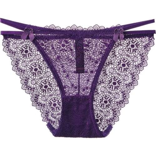 Pure cotton crotch 10 color triangular leggings tied with transparent low waist sexy womens panties womens lace large size red