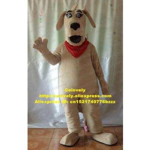 Smart Cream-colour Dog Hunting Hound Puppy Doggie Pup Cutu Courser Wolf Mascot Costume With Long Ears Red Tie No.5290 FS