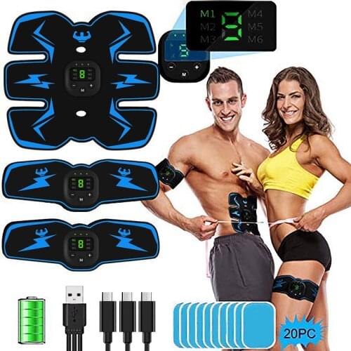 USB Rechargeable Muscle Stimulator Abdominal Muscle Trainer Wireless Electric Body Fitness Training Weight Loss Sticker Sliming