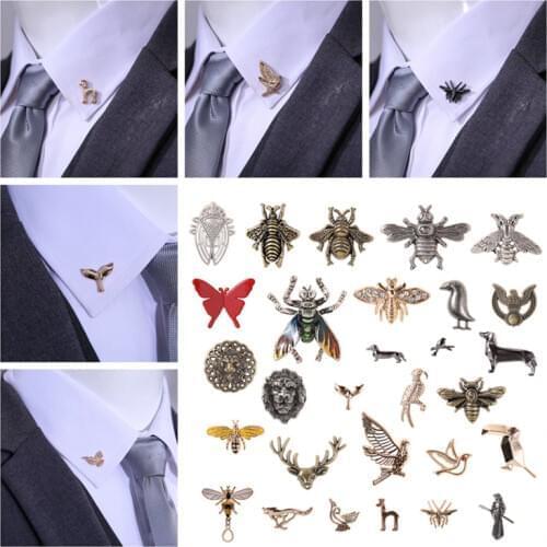 Vintage Insect Bee Crystal Brooch Pin Animal Bird Collar Pins Suit Shirt Corsage Jewelry Brooches for Women and Men Accessories