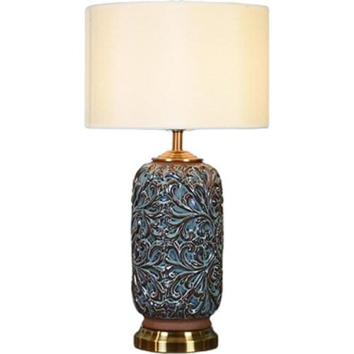 Modern American Flowers Art Ceramic Table Lamp For Bed Room Bedside Living Room Foyer Study Desk Reading Night Light LD152