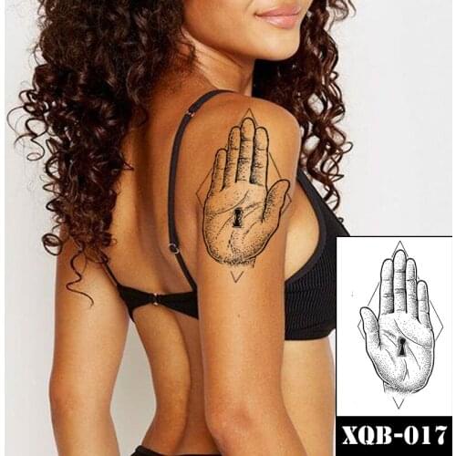 Waterproof Temporary Tattoo Sticker Black Hand Palm Line Design Fake Tattoos Flash Tatoos Arm Legs Body Art for Women Men