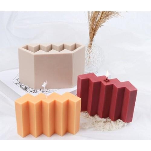 Wave Shape Non-stick Curve Silicone Candle Mold Diy Waves Cuboid Soap Irregular 3d Stereo Cube Decor Plaster Making Cinnabar