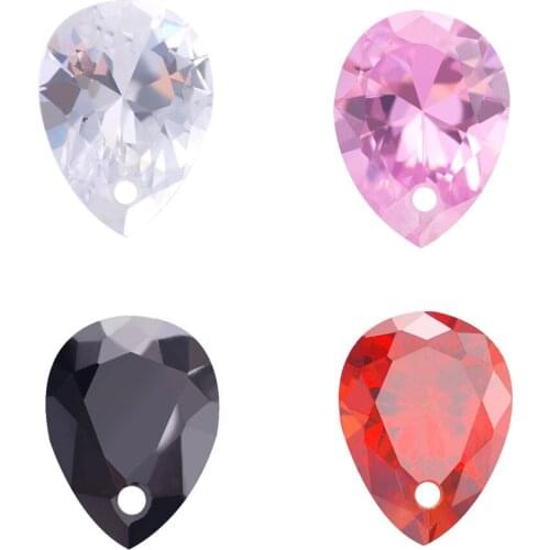 High-quality New Single-hole Water Drop Zircon Perforated Rhinestones Colorful Earrings Pendants Necklaces Diy Accessories