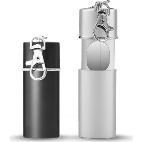 Yooap portable ashtray, two-piece mini ashtray deodorant, portable ashtray with keychain (black and silver) ashtrays with lids