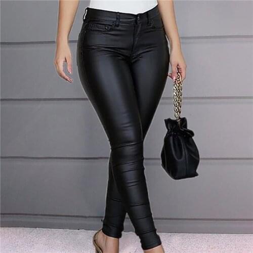 Women Black Sexy Leggings Faux Leather Push Up High Waist Pants Plus Size Fitness Skinny Jeggings Pants New