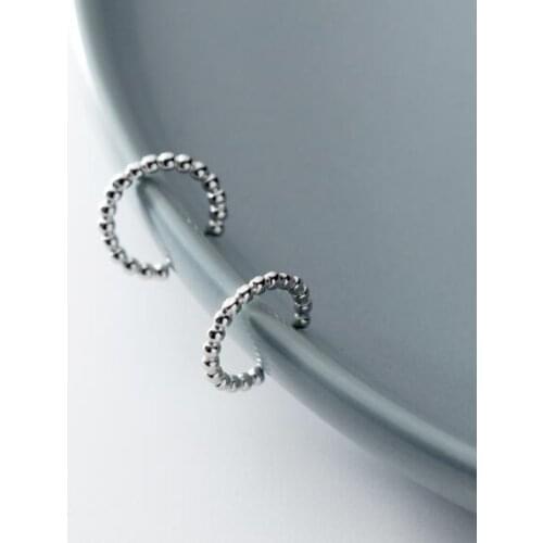 1pair (No pierced) 12mm Real. 925 Sterling Silver otica Jewelry Beads Roud Circle Clip On Cuff Earrings Ear-Bone C-G4973