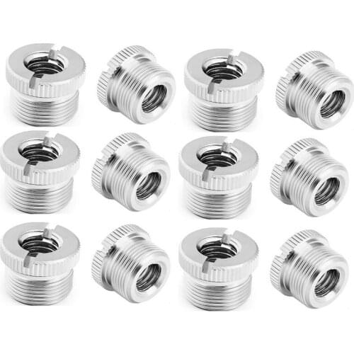 12Pcs Mic Stand Adapter 3/8 Female to 5/8 Male Screw Adapter Knurled Thread Adapter for Microphone Stand Mount
