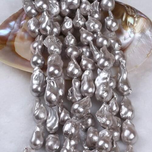19-22mm Irregular Shape Electroplated Gray Beads Natural Freshwater Baroque Pearl Strand For Jewelry Making