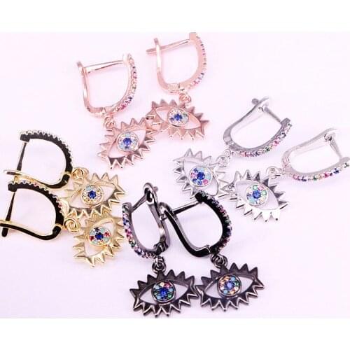 6Pairs, Cz eye Earrings for Women Dangles Cartilage Earrings Gold/Metalblack/Rose Gold/Silver Color Jewelry