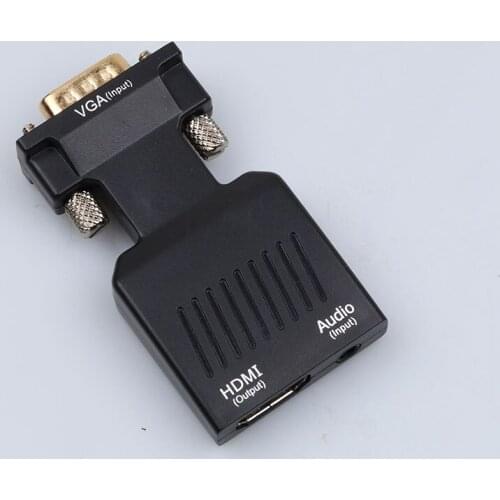 HDMI-compatible Female to VGA Male Converter Adapter Support 1080P Signal Output with 3.5mm Jack for HDTV pc Laptop 1pcs