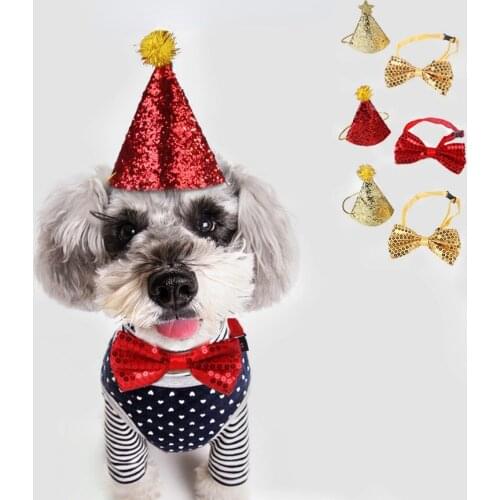 Brithday Pet Holiday Supplies for Dogs Cats Accessories Puppy Dog Cat Collar Hat Bibs Cat tie bow tie hat party birthday hat