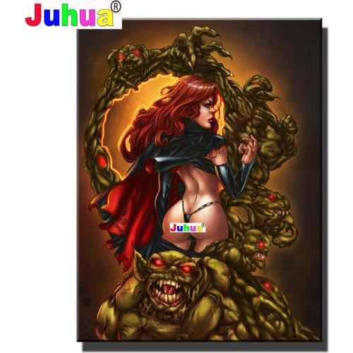 5D DIY Diamond Painting Fantasy Monster Sexy Woman Full Round/Square Kit Diamond Embroidery Mosaic Cartoon Decoration Home