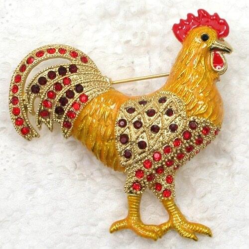 Fashion brooch Rhinestone Rooster Pin brooches C533 C3