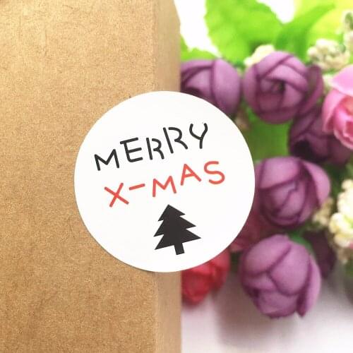 Paper Round Christmas Tree Sticker Labels DIY Gift Packaging/Sealing Labels for Boxes/Bags/Party Cake