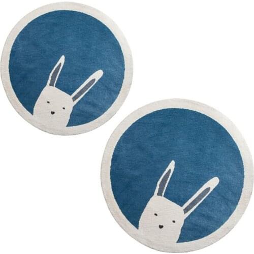 Baby Play Mat Crawling Carpet Kids Room Floor Rug Round Cartoon Rabbit Print Pad