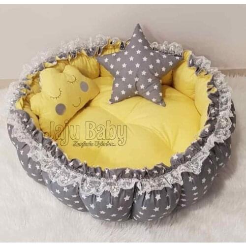 Jaju Baby Gray and Yellow Retractable Play Mat Baby Nest