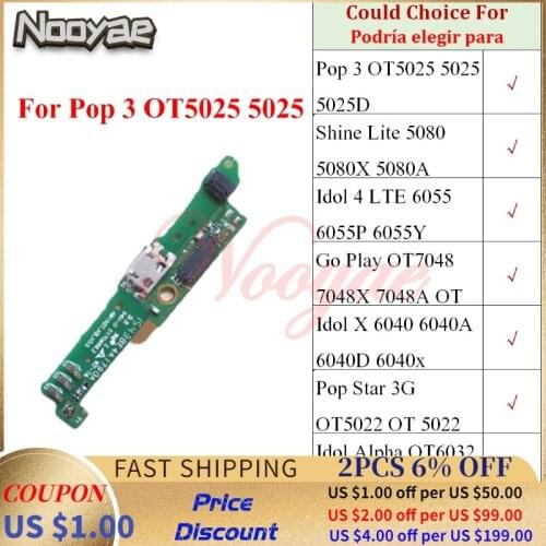 For Alcatel 5022 5025 5080 6055 7048 6040 6032 6043 6045 USB Dock Charging Port Charger Plug Microphone MIC Board Flex Cable