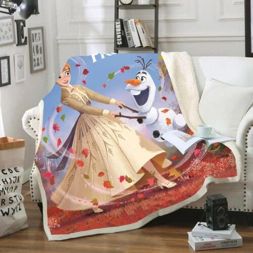 Home Textile Disney Frozen Snow Elsa Anna Olaf Series Graphic Cartoon Comfort Soft Blanket Sofa Bedding Adult Childrens Gift
