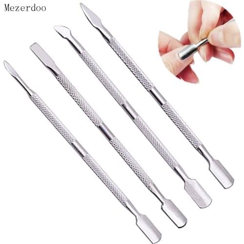 4Pcs/lot Double Sided Finger Cuticle Pusher Dead Skin Nail Art Remover Cuticles Stainless Steel Pedicure Manicure Cleaner Tools