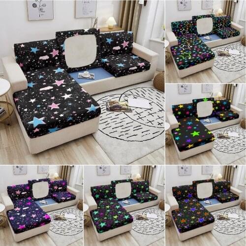Elastic Sofa Protector Colored Stars Pattern Sofa Seat Covers For Living Room Removable Sofa Slipcover Couch Cover 1-4 Seat