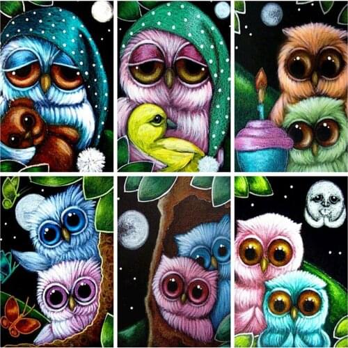 EverShine Diamond Art Painting Animal Cross Stitch Diamond Embroidery Full Square Drill Owl Mosaic Kits Needlework Wall Decor