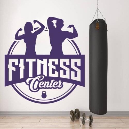 Fitness Center Man And Woman Silhouette Wall Art Vinyl Sticker Decal For Gym Sticker Decoration A001511