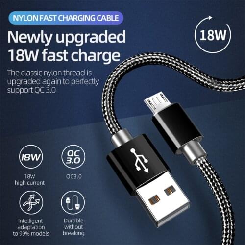 Type C Charging Cable USB Fast Charger Micro USB Wire Nylon Braided Mobile Phone Data Cable