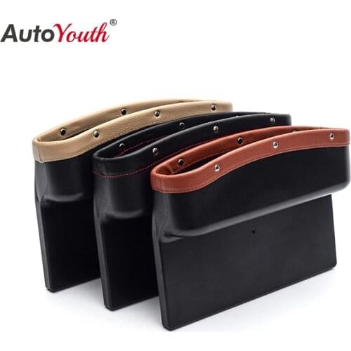 AUTOYOUTH Car Seat Crevice Pockets 3 Color PU Leather Leak-Proof Storage Box Car Organizer Universal Car Seat Side Gap Pocket