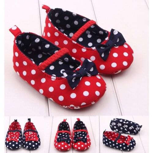 Summer Soft Shoes For Girls Newborn Baby Girl Toddler Shoes Newborn Baby Girls Dot Bowknot First Walkers Soft Sole Shoes