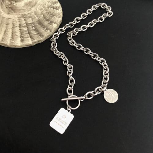 Hot Sale Hip-Hop Tag Letter Pendant Clavicle Chain Round Love Gothic Prom Accessories Design Vintage Necklaces Collar Statement