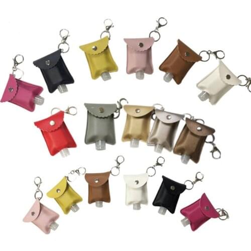 Refillable Reusable Outdoor Portable PU Leather Case Travel Hand Sanitizer Bottle Holder LX3008