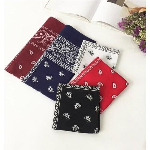 Fashion Hip Hop Cotton Bandana Square Shawl Aztec Cashew Floral Headband Cowboy Biker Sports Headwear Wrist Hair Wraps 55cm*55cm