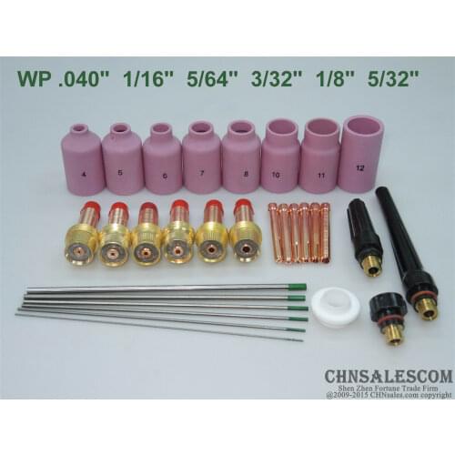 CHNsalescom 30 pcs TIG Welding Torch Gas Lens Kit WP-17 WP-18 WP-26 Pure Tungsten Electrode