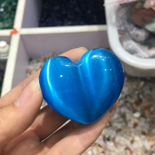 67g Natural cats eye stone heart crystal ribbon effect without base for gift