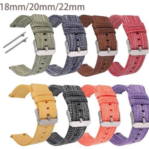 Nylon Canvas Watchband 18mm 20mm 22mm Quick Release Strap For Huawei gt2 Samsung Gear S4 Galaxy Watch Band Fitbit versa lite