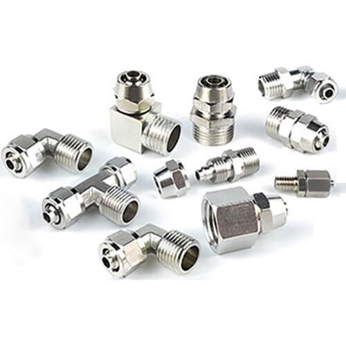 Nickel-plated copper internal thread external thread 1/8” 1/4” 3/8” 1/2” inch thread (PT) trachea quick connector 4 6 8 10 12 mm