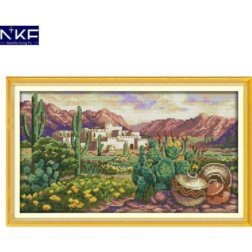 NKF A desert scene scenery style embroidery kits modern designs Chinese modern counted cross stitch patterns for home decoration