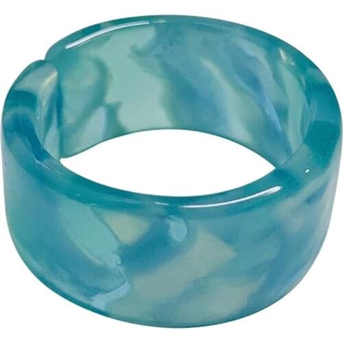 2021 New Korea Simple Acetate Transparent Colorful Acrylic Thick Open C-Shaped Circle Round Adjustable Rings For Women Jewelry