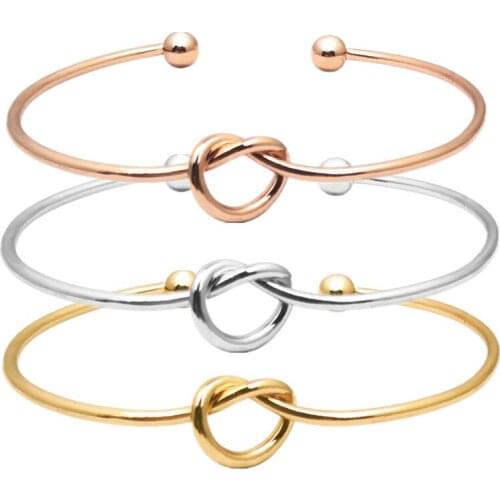 2021 New European and American Luxury Fashion Metal Love Knotted Bracelet for Women DIY Bracelet Open Rose Hand Jewelry