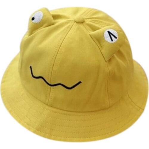 Toddler Kids Cartoon Frog Eyes Bucket Hat Wide Brim Sun Protection Fisherman Cap