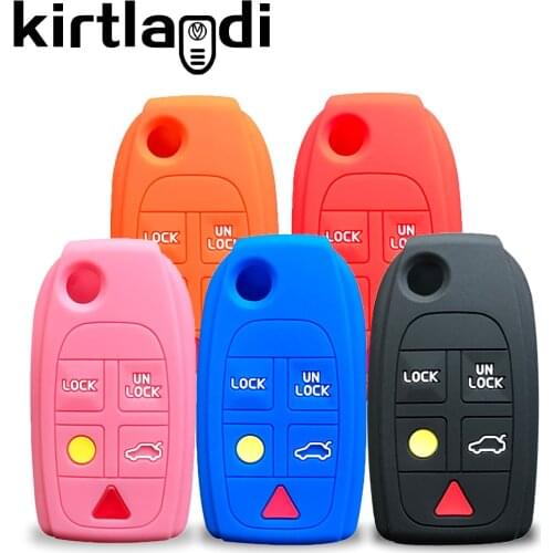5 Buttons Remote Flip Folding Key Case Cover for Volvo XC70 XC90 V50 V70 S60 S80 C30 Silicone Fob Car Key Case Holder Protection