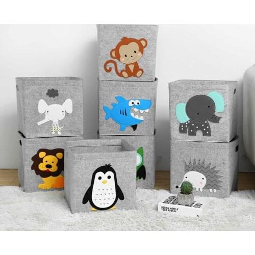 Cube Folding Storage Boxes Kids Toys Organizer Felt Cloth Fabric Storage Basket Foldable Storage Organizers For Nursery Toy Bins