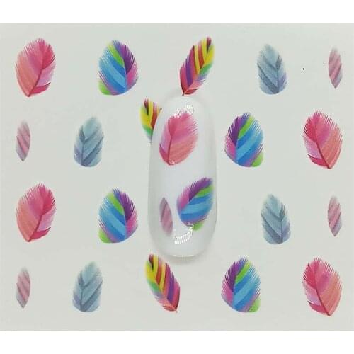 Feather Nail Sliders Nail Art Water Decal Green Decor Pattern Sticker For Nail Beauty Care E05/E06/E07/E08