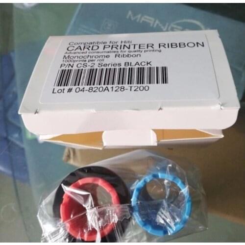 Compatible CS-200E Black HITI CS200 CS200E CS220 ID Card Printers without Chip Ribbon 1000 Prints 1 Roll