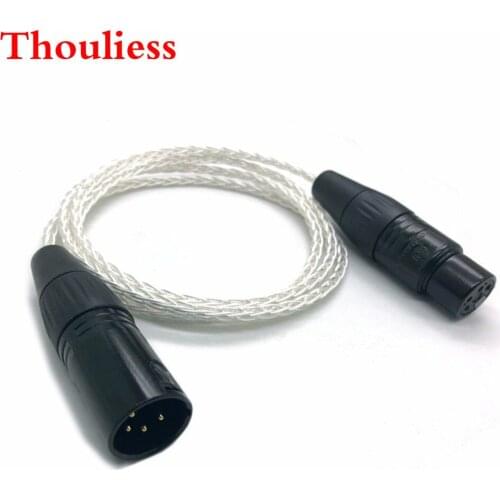 Thouliess 4Pin XLR Male to 4Pin XLR Female Blanced Audio 8 cores Silver Plated Extension Cable Upgrade Cable
