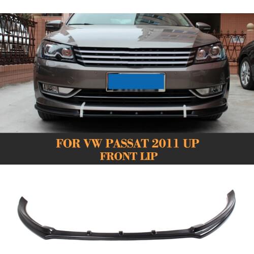 Carbon Fiber Car front bumper lip spoiler For VW Passat 2011 UP Black FRP