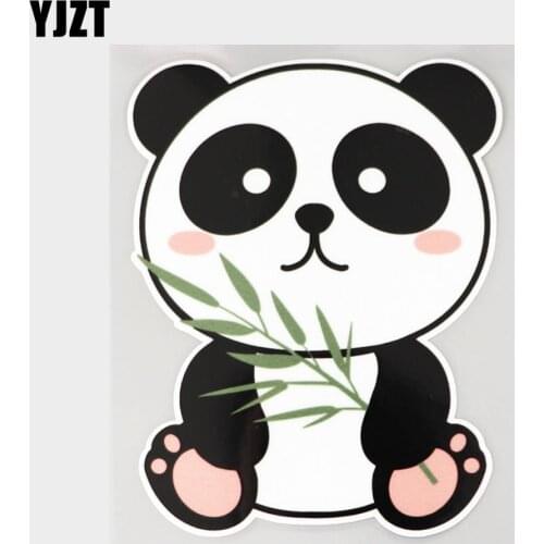 YJZT 11.4CM×15.1CM Cartoon Panda Eating Bamboo Cute PVC Car Sticker Decal 11C-0001