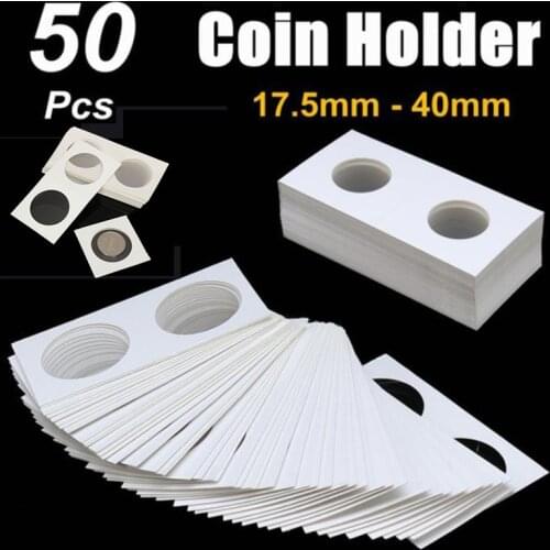 50pcs/Set 17.5-40mm Sizes Protective Coin Paper Clip Collecting Coin Holders